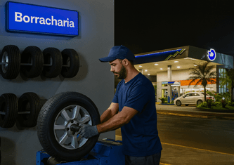 Interior do restaurante com mesas